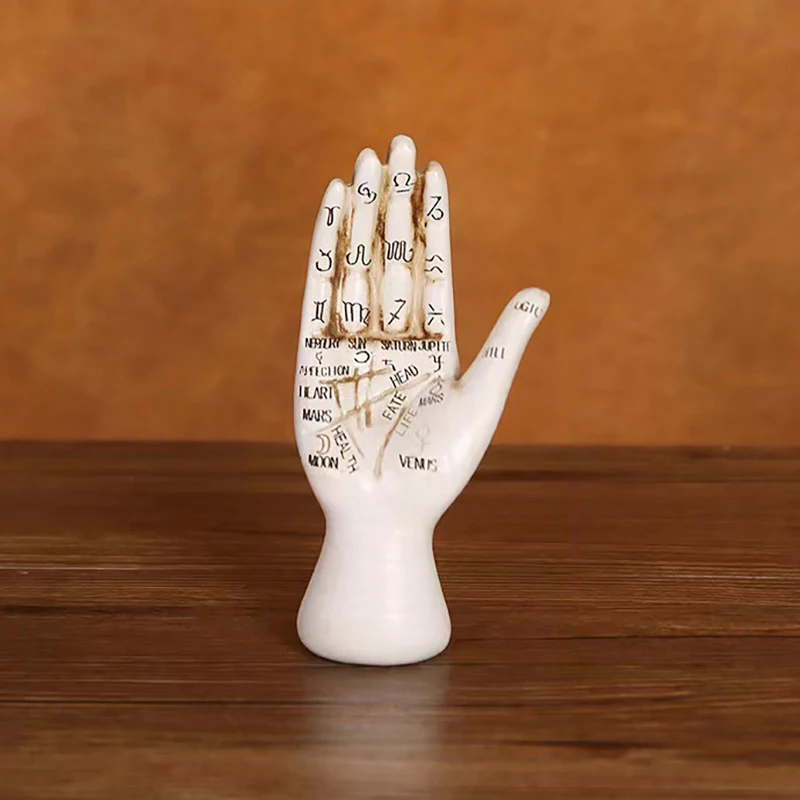 Halloween Decor Psychic Palm Hand Palmistry Statue Prop Creative Tea Table Sculpture With Lines Decoration