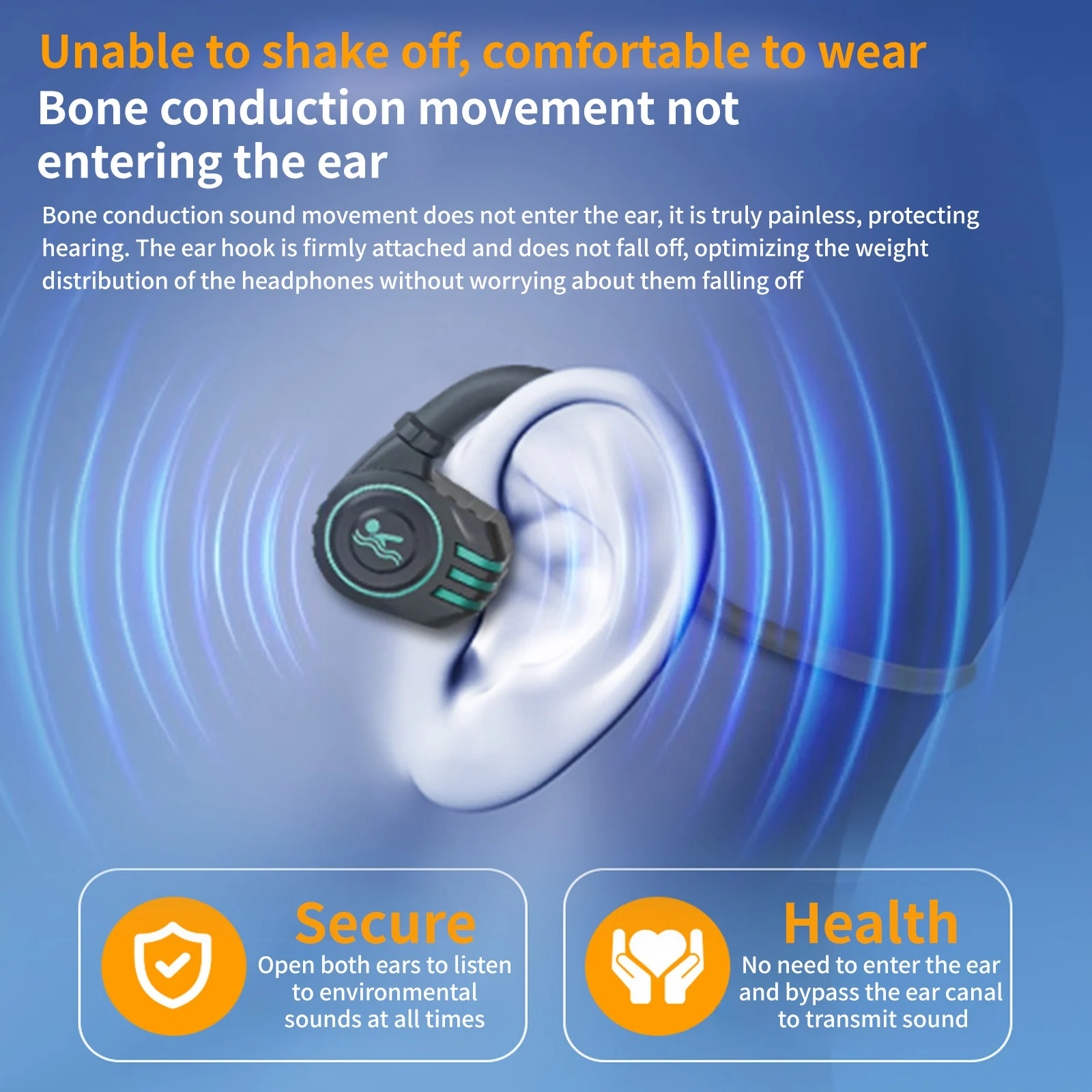 eppfun Bone Conduction Bluetooth 5.4 Headphone with Mic ,IPX8 Waterproof Swimming Diving Sport Earphonewith Free 32GB MP3 Card