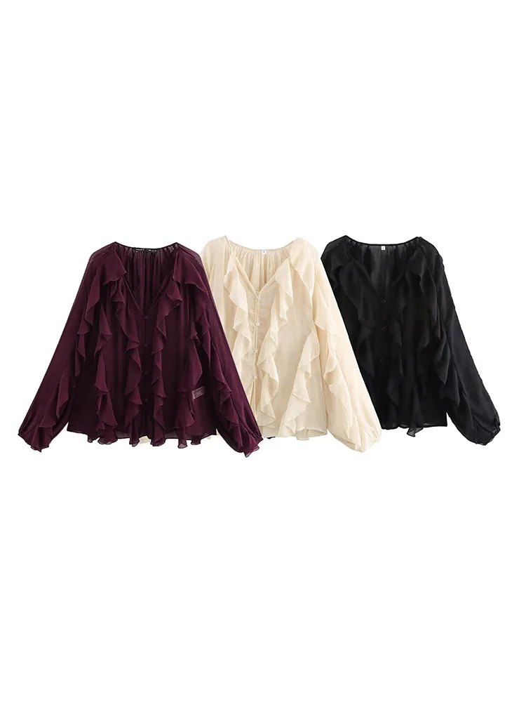 

European and American style Spring new women's clothing French fashion temperament design layered decorative shirt