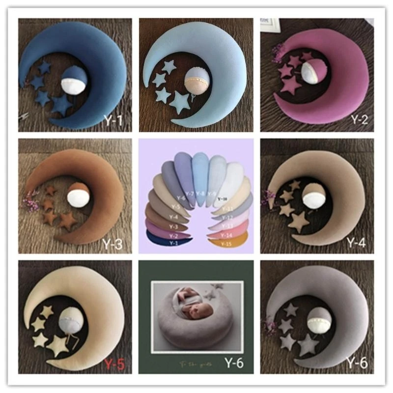 

J15U Baby Hat Posing Beans Moon Pillow Stars Set Newborn Infants Photography Props