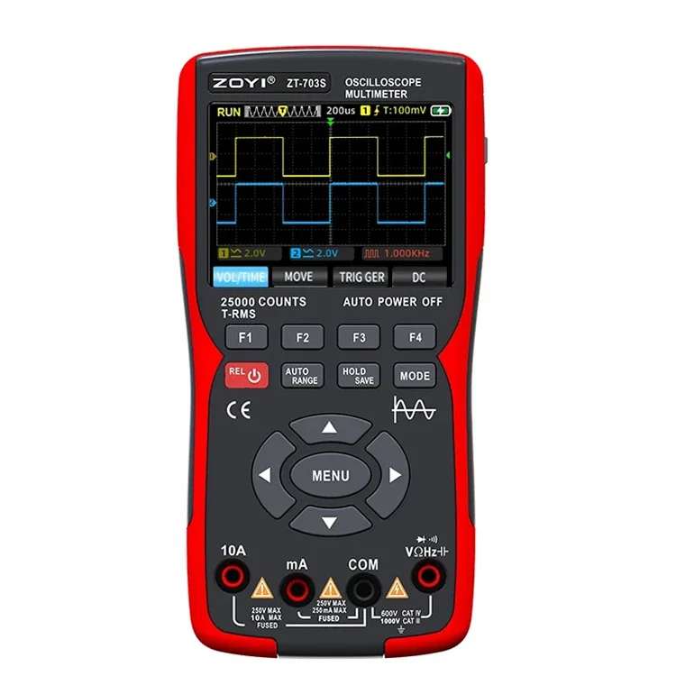 Digital Oscilloscope 2 Channels 50MHz Bandwidth 280MS Sampling Rate 3 In1 Oscilloscope Signal Generator Multimeter ZT-703S