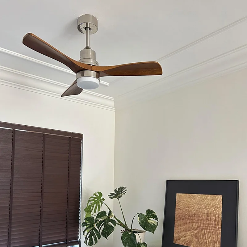 Electric Fan Light for Living Room Dining Room New Medium Size Antique Retro Integrated Ceiling Fan with Frequency Conversion