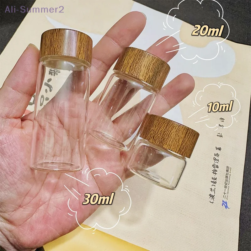 Coffee Bean Glass Tube With Wood Tool Bottled Tubes Grain Storage Wooden Sealed Airtight Canisters
