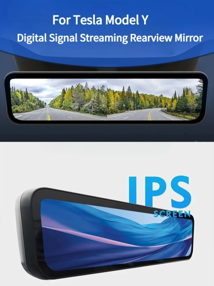 Dash Cam For Tesla Model Y Car Digital Signal Streaming Rearview Mirror DVR IPS Screen HD Night Vision Record Accessories