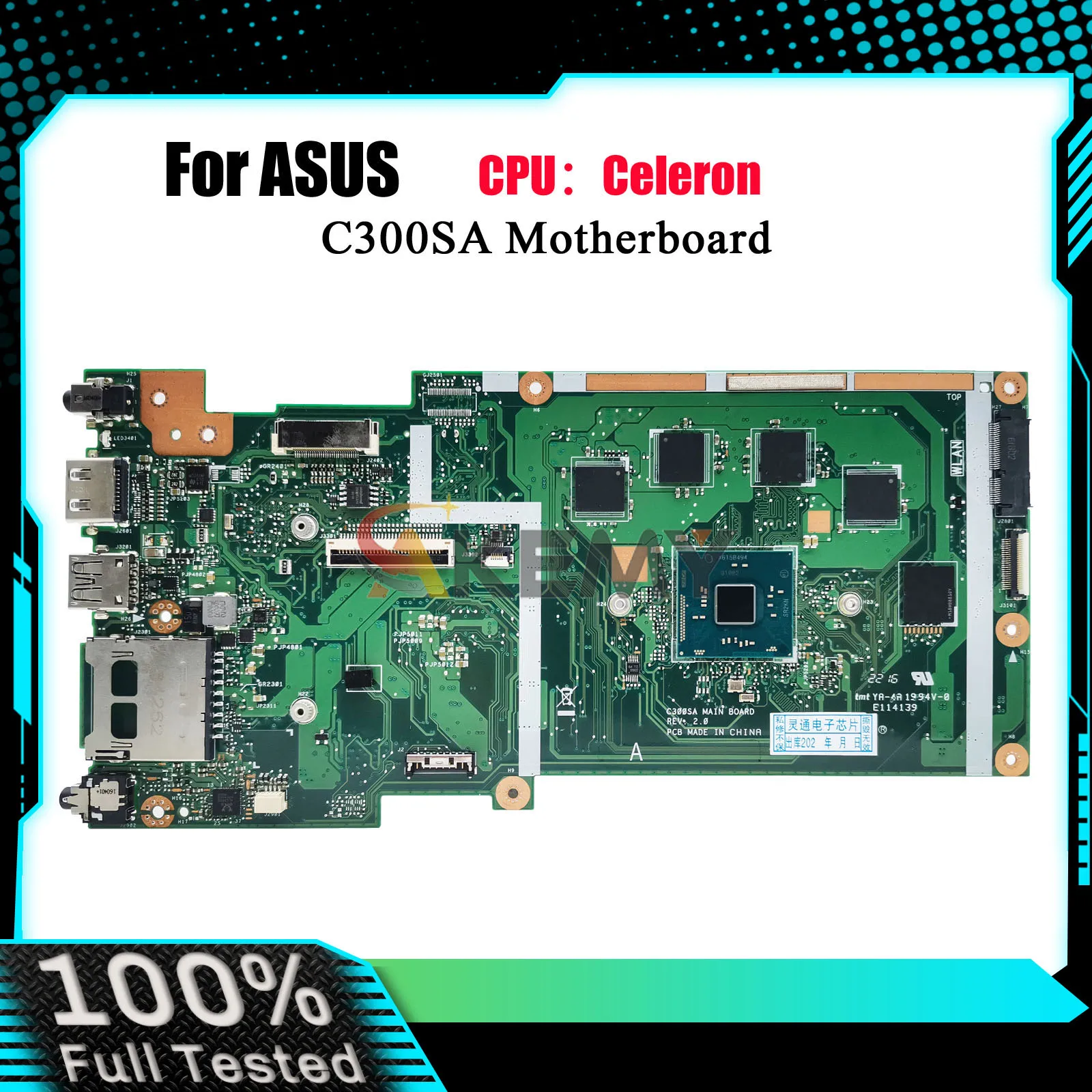 C300SA Laptop Motherboard For ASUS Chromebook C300SA C300S Notebook Mainboard With Celeron CPU 100% tests OK fast shipping stk