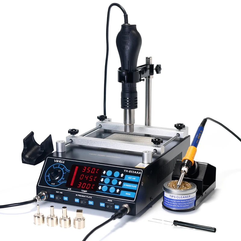 

YIHUA 853AAA 1350W Soldering iron hot air gun soldering station soldering station BGA rework station preheating station PCB