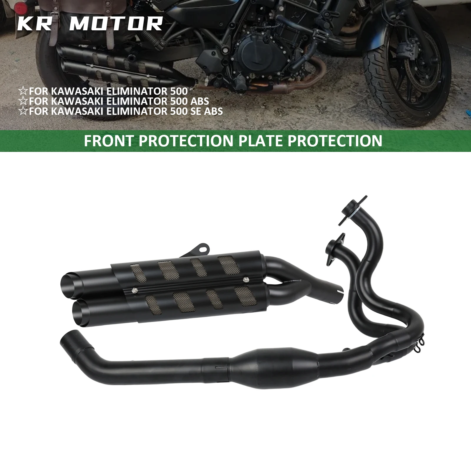 

Motorcycle Slip-On Dual Exhaust Pipe System With Muffler Fits For Kawasaki Eliminator 500/Eliminator 500 ABS/SE ABS 2024-2025