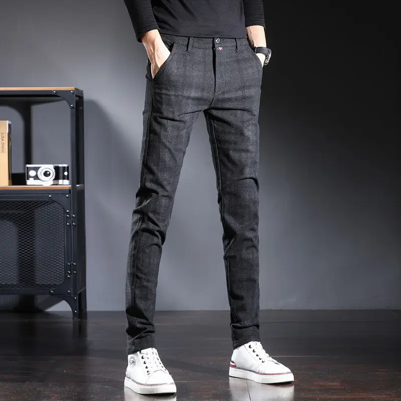 Men's Spring and Autumn Pants 2024 New Trendy Korean Edition Business Vintage Slim Fit Elasticity Straight All-match Trousers