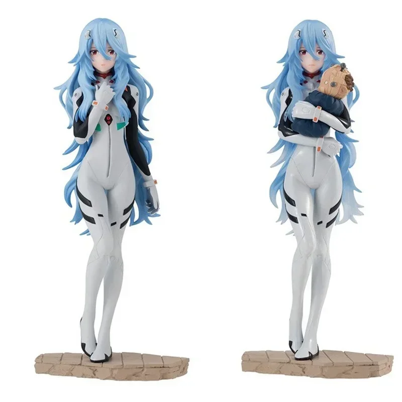 Bandai Original  EVANGELION Anime Figure Ayanami Rei Shokugan Long Hair Action Figure Toys for Kids Gifts Collectible Model