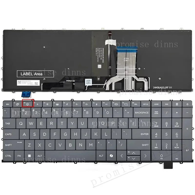 M   New for HP OmniBook X 17.3 inch 17-dd Laptop US keyboard with backlit