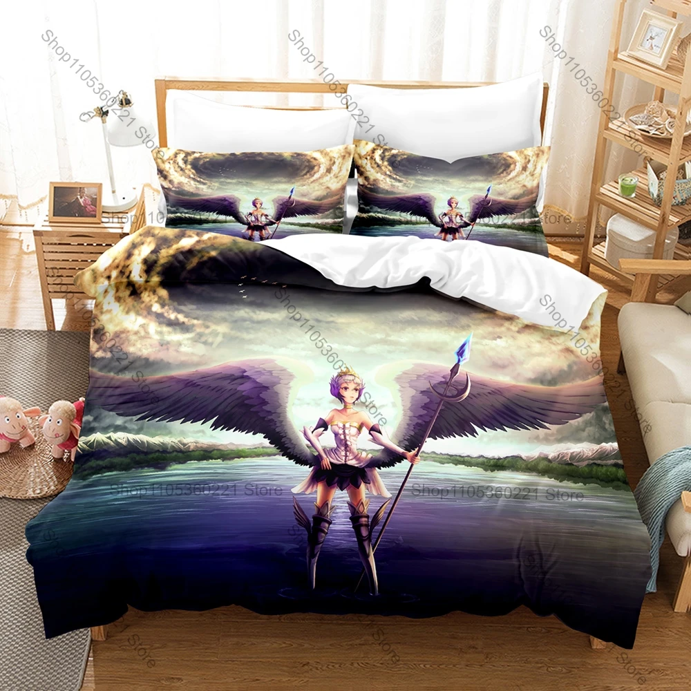 Guardian Angel Wings Spiritual Religious Art HD Print Bedding Set Duvet Cover + 2 Pillowcases Polyester Christian Bedroom Decor