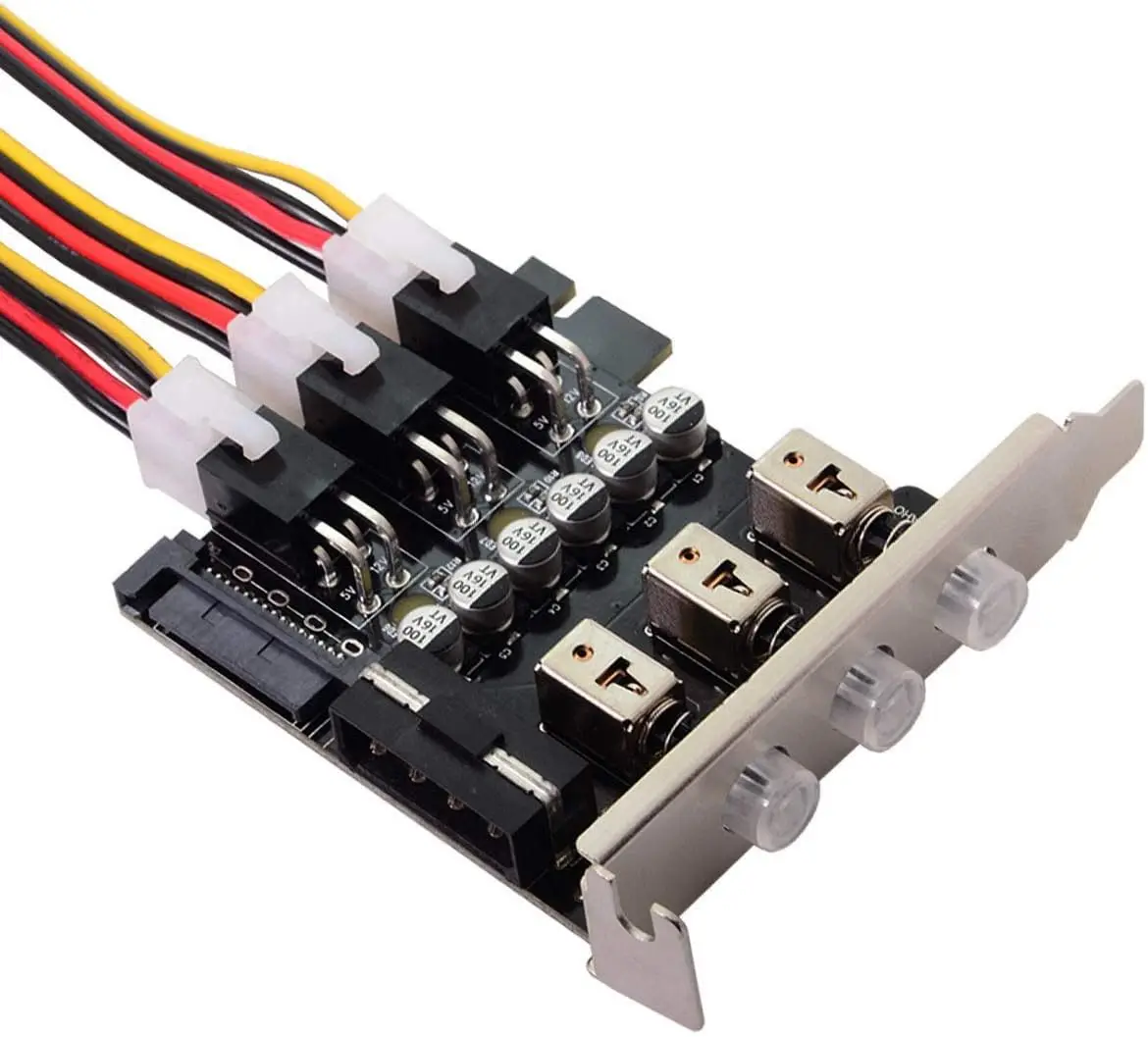 

Hard Disk Control System 4Pin SATA Power Expansion Card Control Switch LED Backlit Numbered Hard Drive PCI Expansion Card PCIE
