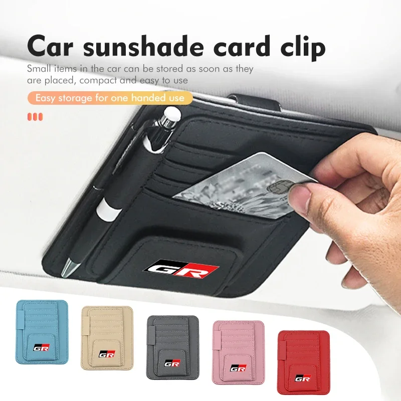 Soporte para paquete de tarjetas de sombrilla de coche, gafas de sol, Clip para tarjeta de billete para Toyota GR Sport Gazoo Racing Yaris 86 Corolla Hilux Supra