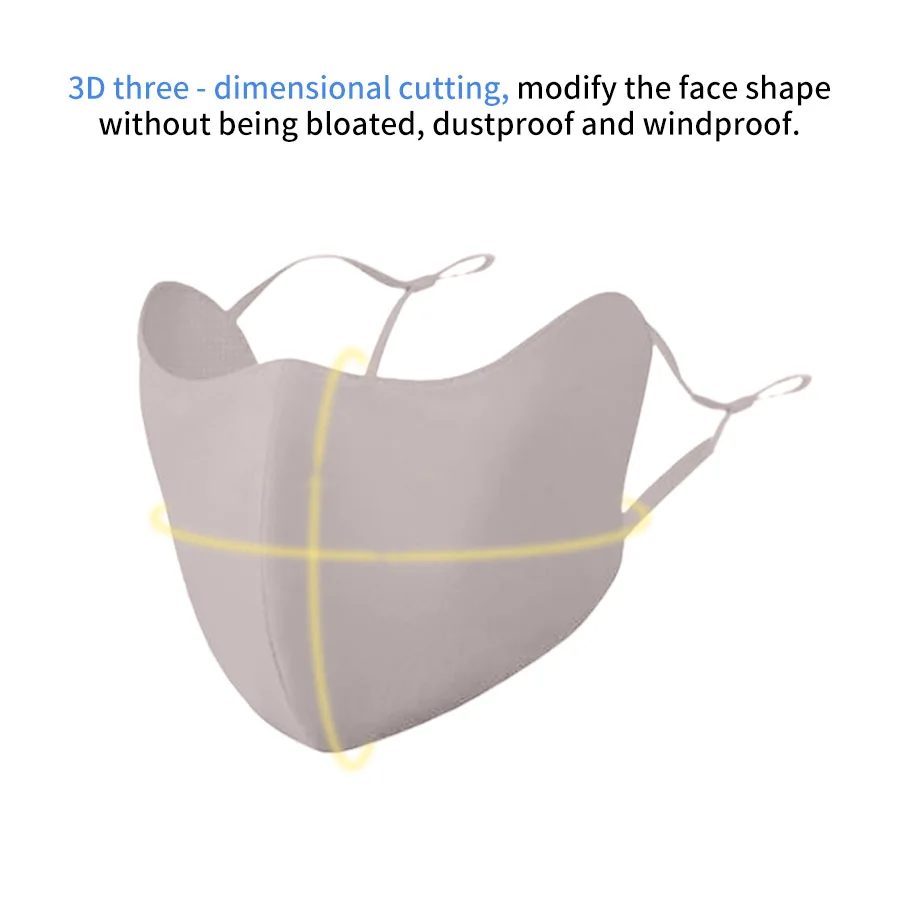 أقنعة نسائية عصرية قابلة للتنفس عالية الجودة وقابلة للغسل وقابلة لإعادة الاستخدام وأقنعة مقاومة للغبار والرياح، أقنعة صيفية من الحرير الجليدي قابلة للتنفس #5