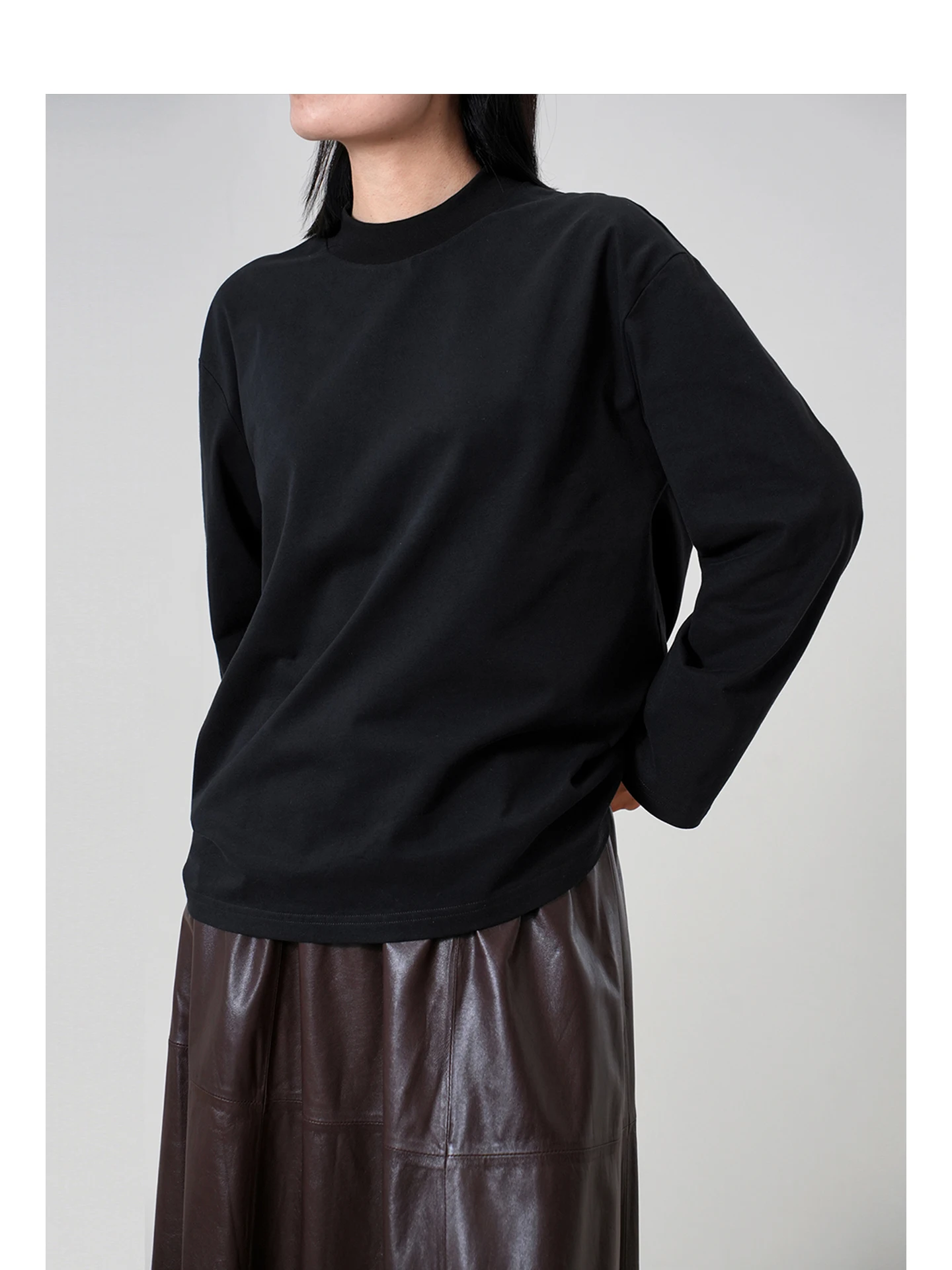 

mat Long Sve T-irt 29 New Arrival Velboa Cotton Basic Multi-Color oulder Drop round Ne Loose Fit Women's Top