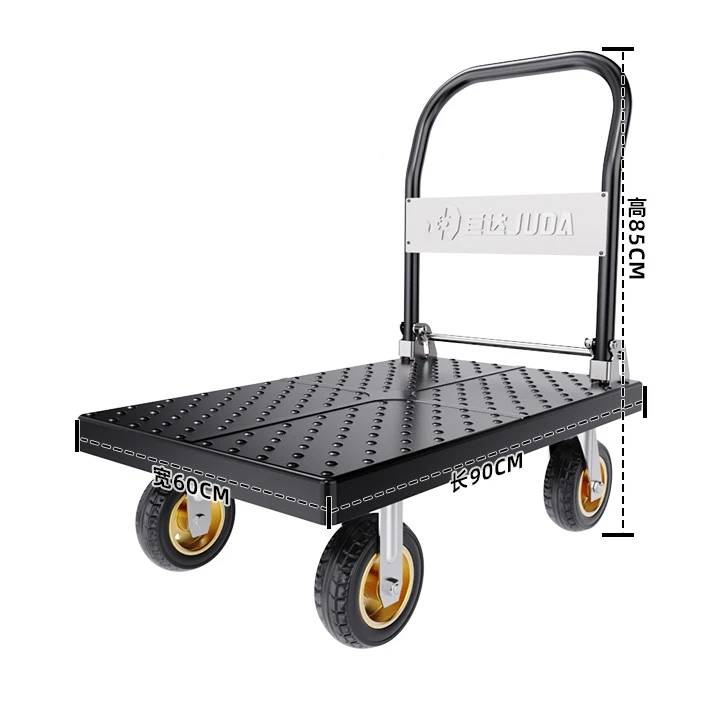 

Factory Wholesale High Quality Folding Iron Hand Truck 4-Wheel Platform Trolley Cart OEM Customizable 175-300kg Capacity 1 Year