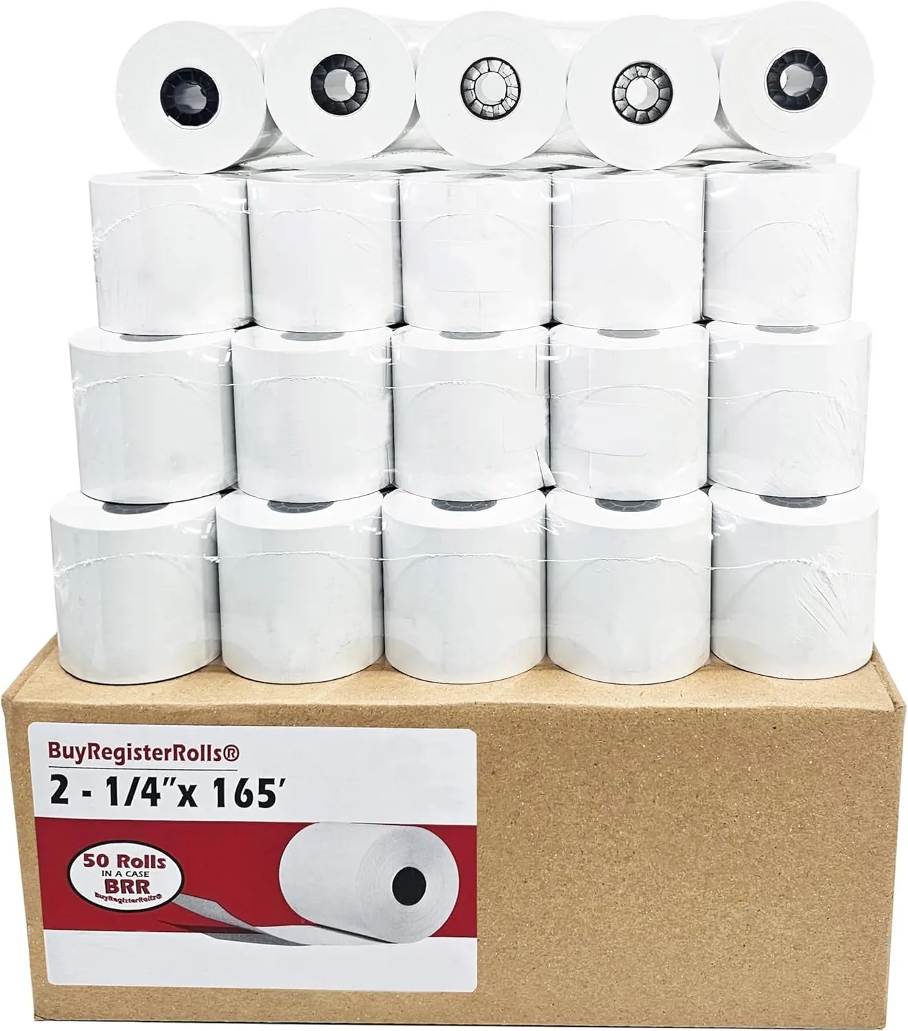 

Термобумага 2-1/4 дюйма (57 мм), без BPA, 50 рулонов в упаковке, совместима с различными кассовыми аппаратами