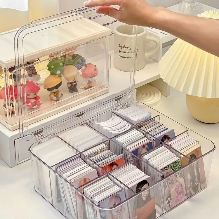 Photo card storage box Compartment Flip Box Acrylic display Transparent  Blind Card packaging Kpop Photocard organizer cover