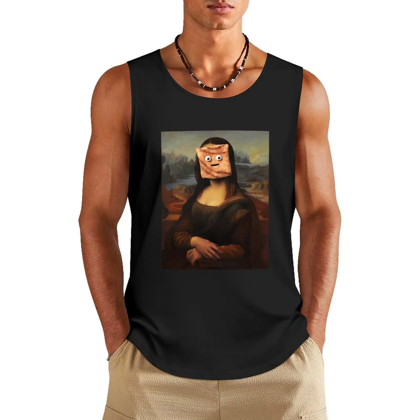 Mona Lisa Cinnamon Toast Crunch Tank Top sleeveless tshirts for men T-shirt male gym wear men