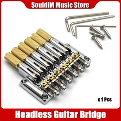 Metal Headless Guitar Bridge for Headless Guitar Musical Instrument Accessorie Metal Fixed 6 StringsElectric Guitar Bridge Parts