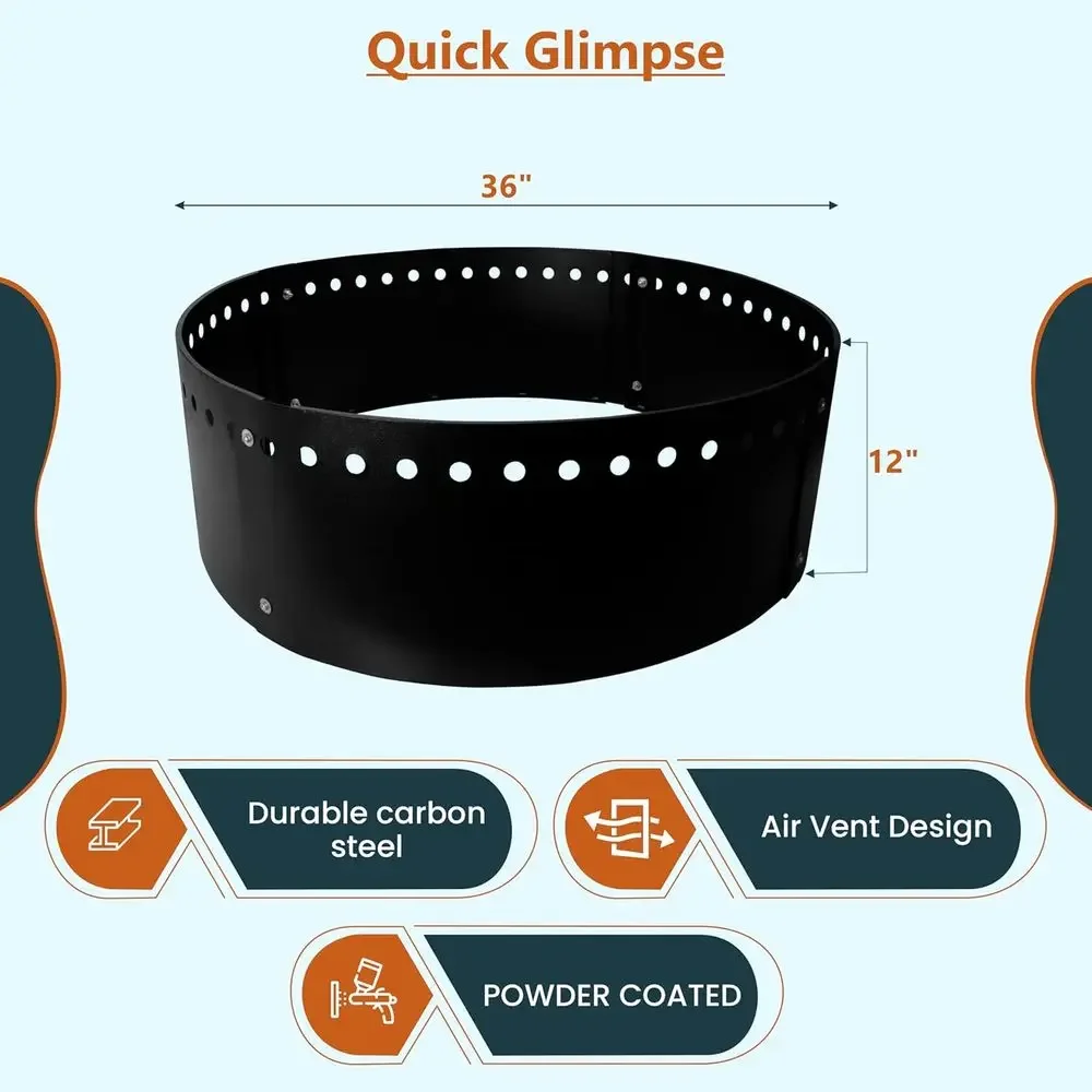 36 Diameter 12 High Carbon Steel Fire Pit - Durable for Outdoor or In-Ground Use, Ideal for Gardens, Camping, and Gatherings