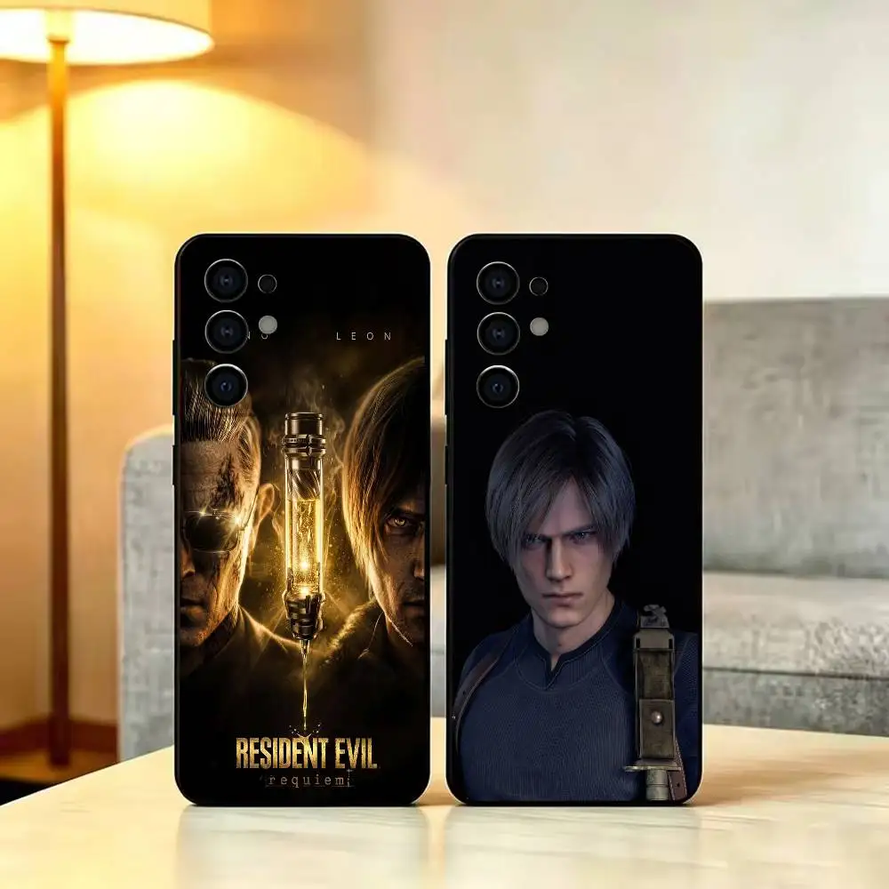 Funda de silicona negra para teléfono r-resident evil L-Leon-es, compatible con Samsung S 25,24,23,22,30,21,10,9,Ultra,Plus,Lite,FE,4,5 G