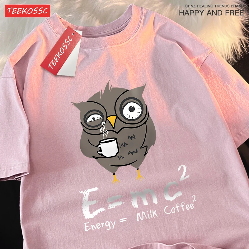 Energy Milk Coffee Fun Formula Printing Mens T-Shirts Cotton Streetwear Loose Oversize T Shirt Pattern Tee Clothes Couple image 3