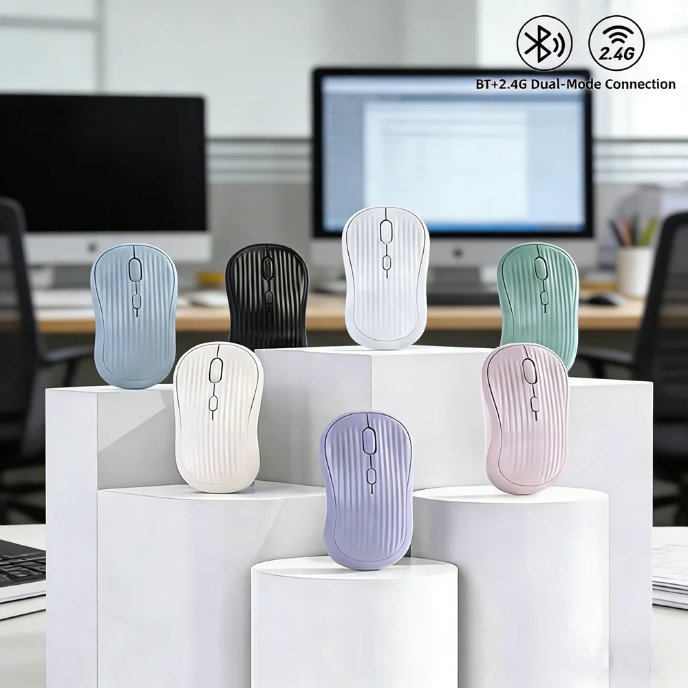 Dual Mode Wireless Mouse Type-C Rechargeable 2.4G Bluetooth Ergonomic Fashion Silent Mouse Desktop Laptop Tablet for iPhone iPad