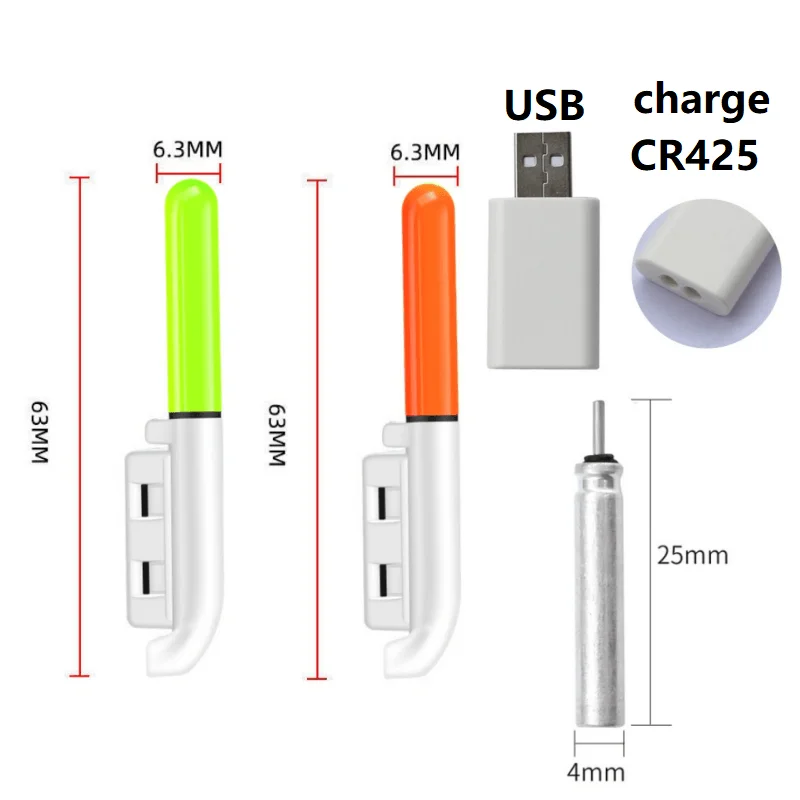 Fishing Electronic Rod Luminous Stick Flash Light CR425 3.6V Lithium Battery LED Removable USB Charge Waterproof Night Tackle