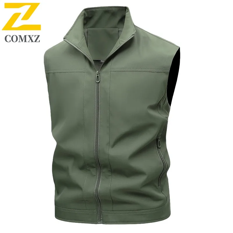 COMXZ Spring-Summer Outdoor Vest Waterproof Windproof Hiking Camping Men Women Streetwear Lightweight Tactical  Work Jacket 2025