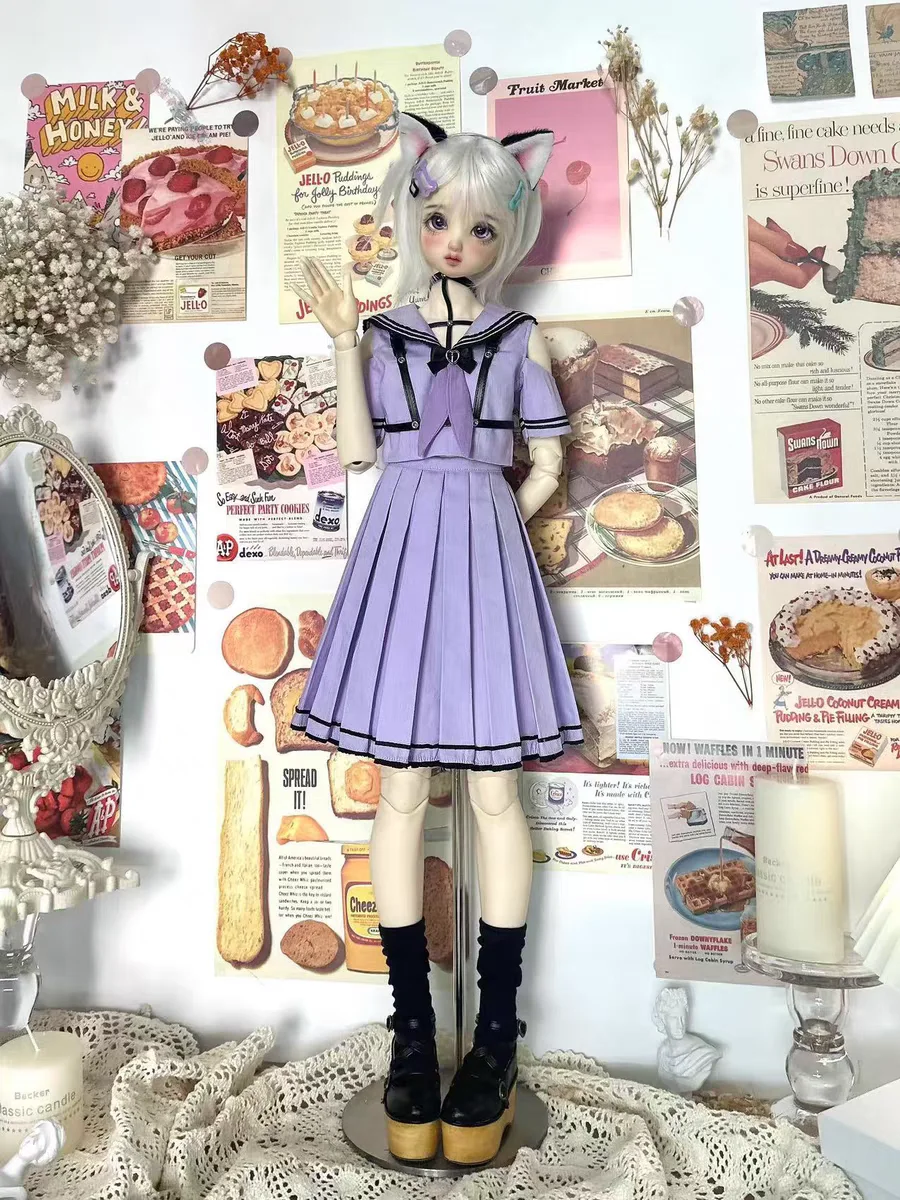 BJD poppenkleertjes zijn geschikt voor 3-inch poppenkleertjes. Nieuwe zwarte of paarse jurk, 2-delige set, damesstijl met botkruis