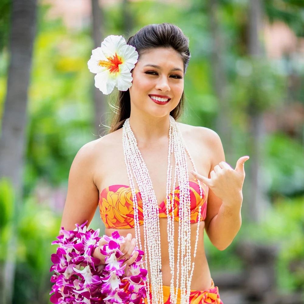 Conjunto de collar largo de concha blanca, juego de 12 hebras de 60 pulgadas, Hawaiano, para graduación, boda, cumpleaños, fiesta Luau