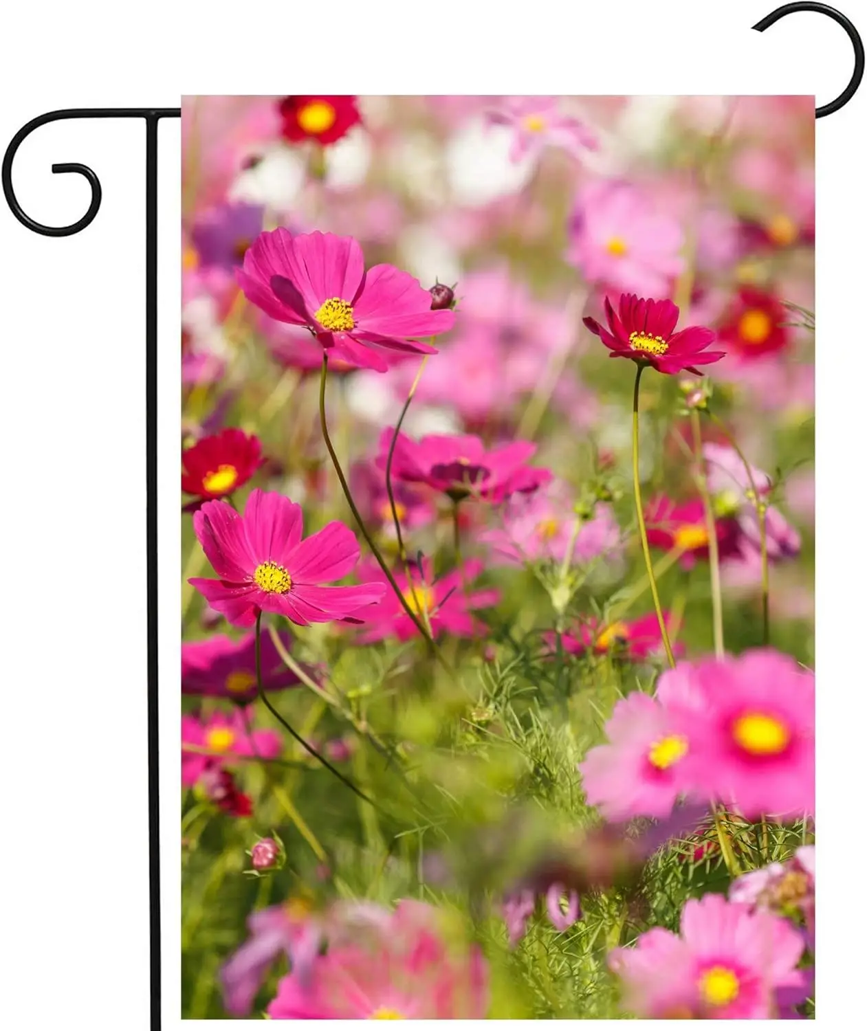 Spring Pink Flowers Summer Floral Cosmos Plant Field Seasonal Garden Yard Flag 12