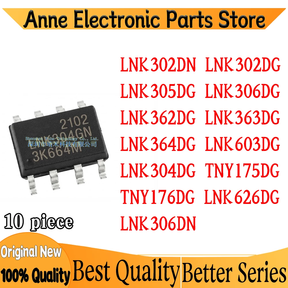 10pcs LNK302DN LNK302DG LNK305DG LNK306DG LNK362DG LNK363DG LNK364DG LNK603DG LNK304DG TNY175DG TNY176DG LNK626DG LNK306DN Chips