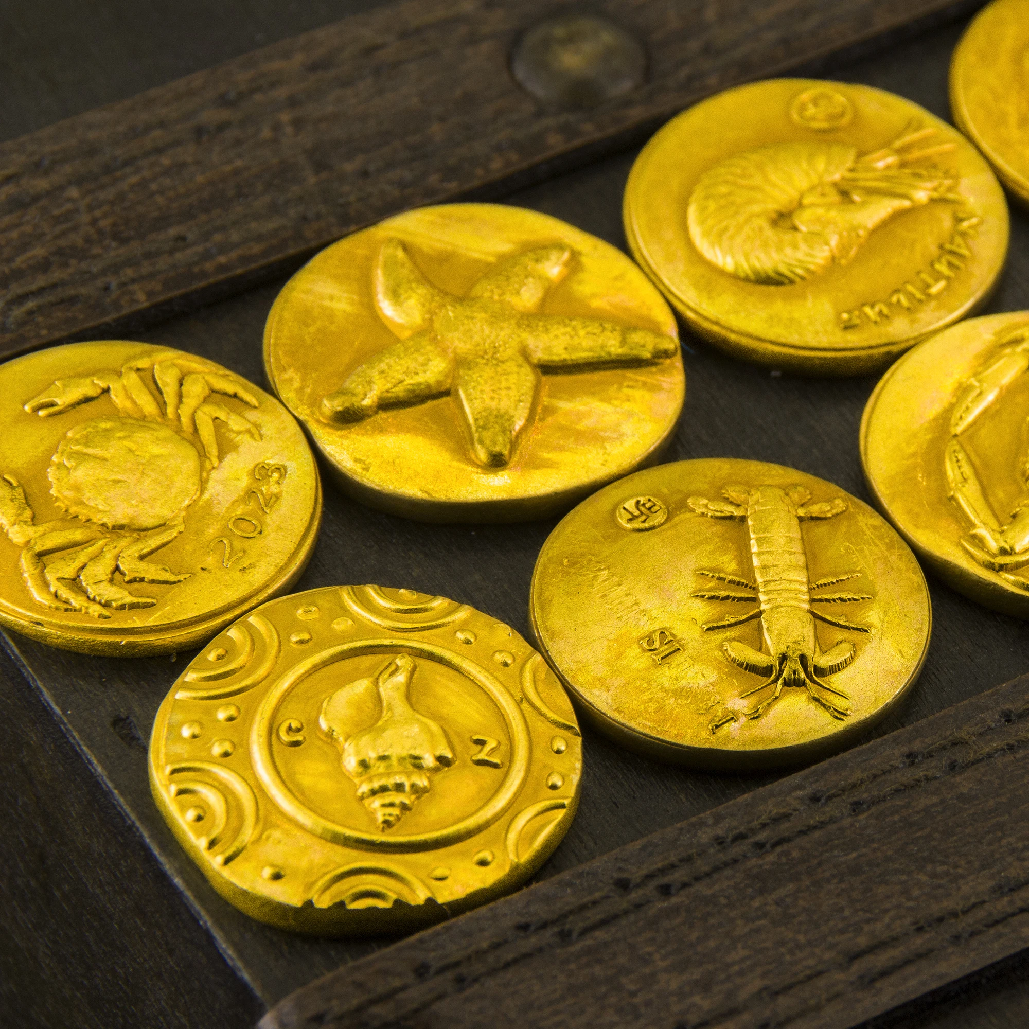 

Sea Life Gold Coin Collect，Special-Shaped Metal Badge，Leather Decorative Buckle，Metal Fittings,Toy Coin, Treasure Game Gold Coin