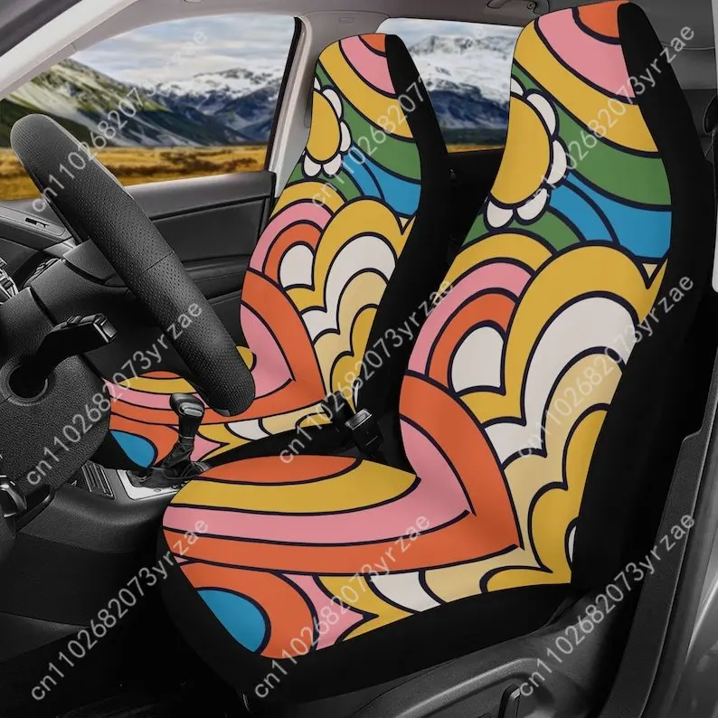 

Psychedelic Flower Car Seat Covers Universal Environmentally Friendly Interior Decorations Comfortable Breathable Seat Covers