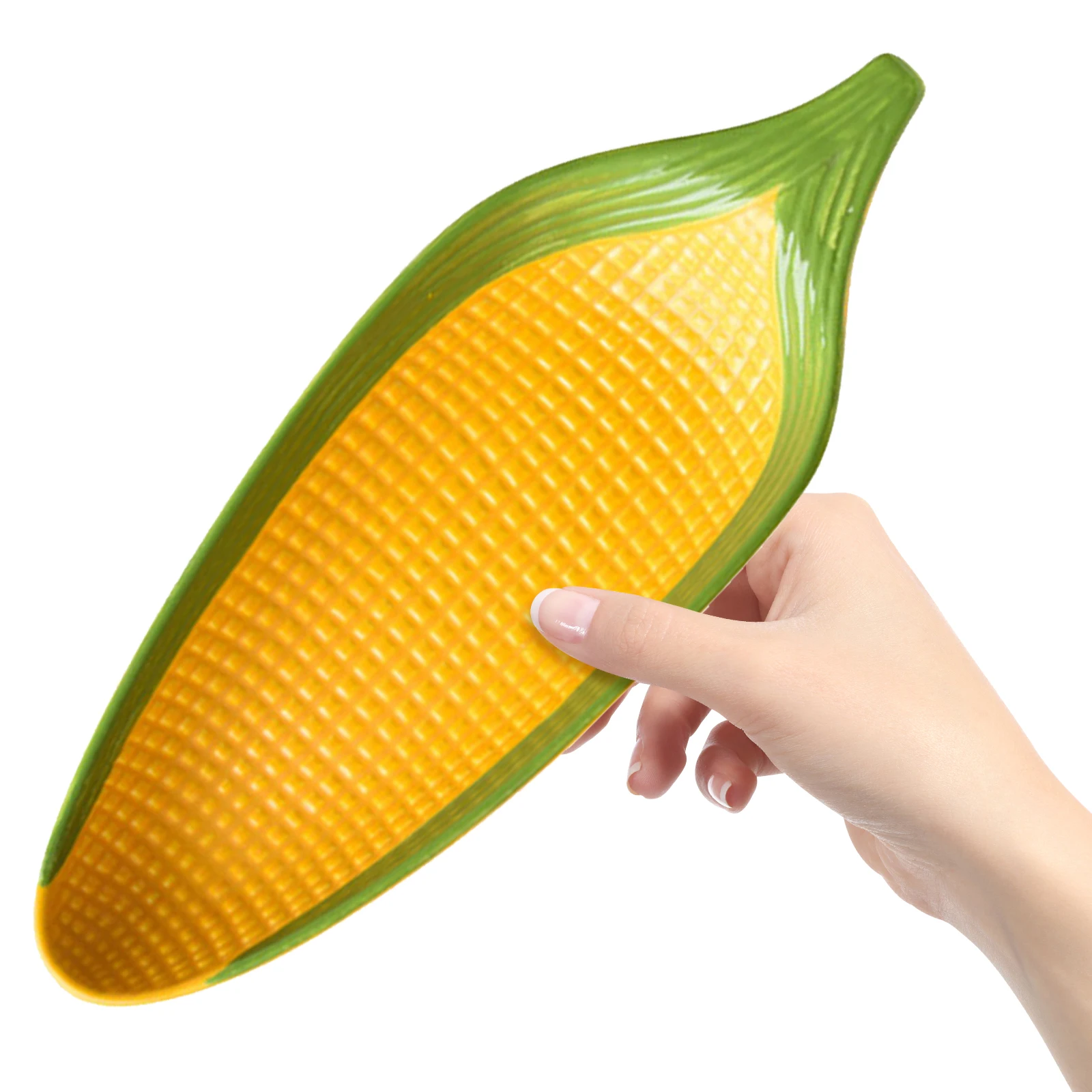 

1Pcs Ceramic Corn-Shaped Snack Plate Sturdy Wear-Resistant Dining Table Refreshment Plate Dessert Bread Fruit Serving Decorative