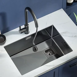 New Kitchen 304 Stainless SteelSink Nano  Household Large Single Tank Thickened Handmade Large-Capacity Vegetable Wash Basin