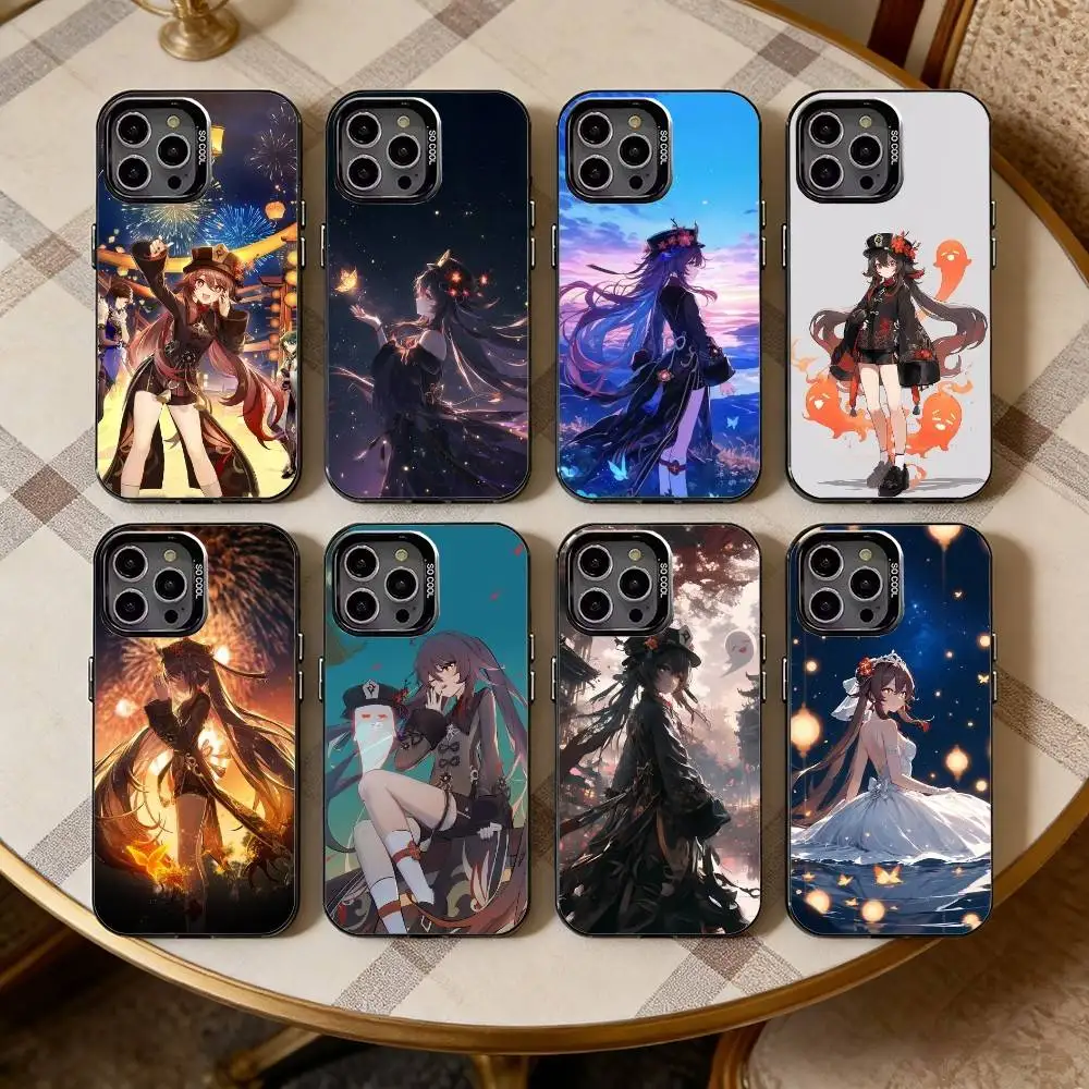 

Genshin Impact Hutao Phone Case For iPhone17,16,15,14,13,12,11 Plus,Pro Max Black Candy silver phone case