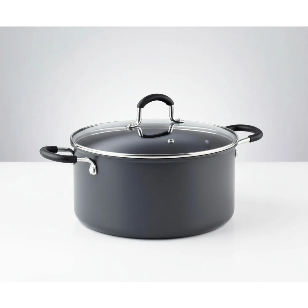 

6-Quart Nonstick Dutch Oven Stockpot with Lid, Oven Safe & Stay-Cool Handles for Family Cooking