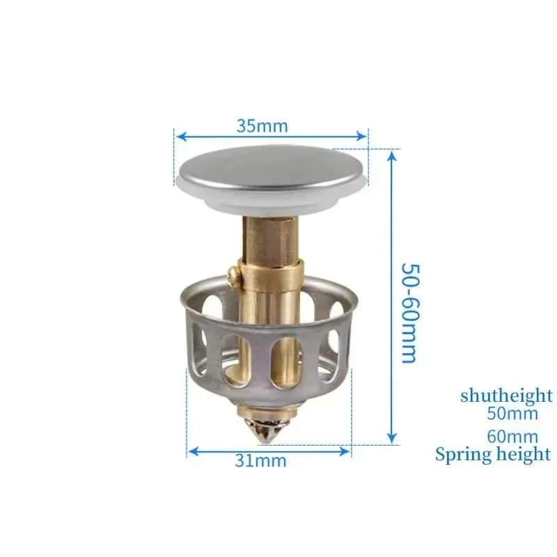 Basin Drains Universal Metal Filter Valve Pop-up Drainer Waste Stopper Bathtub Strainer Plug Hair Catchers Bathroom Accessories image 6