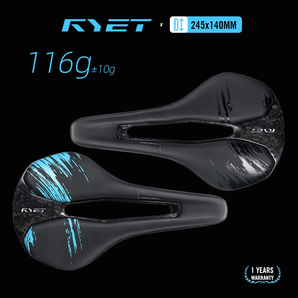 

2026 RYET 116g Full Carbon Bike Saddle Ultralight 7x9mm Carbon Rails 245x140mm Aero for Road MTB Gravel Racing