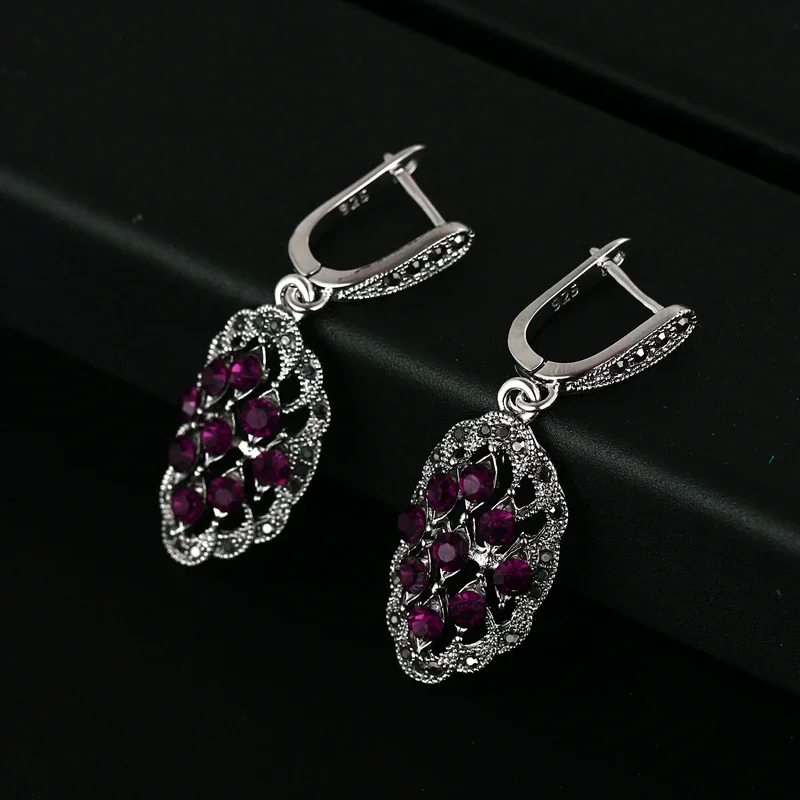 2021 New Year Vintage Earrings Retro Crystal For Women Antique 925 Silver Plated Top Quality #E1821