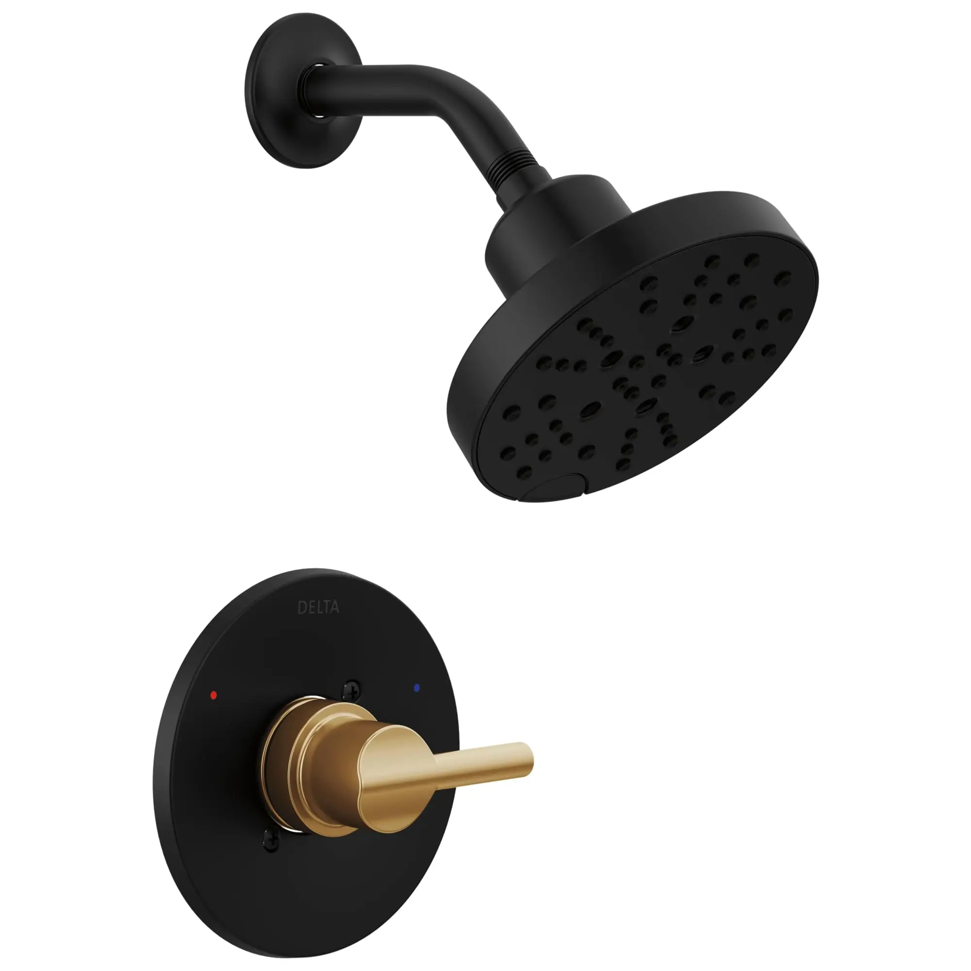 

Black And Brushed Gold Shower Faucet Set With H2Okinetic Spray Head And Single Handle Valve Trim