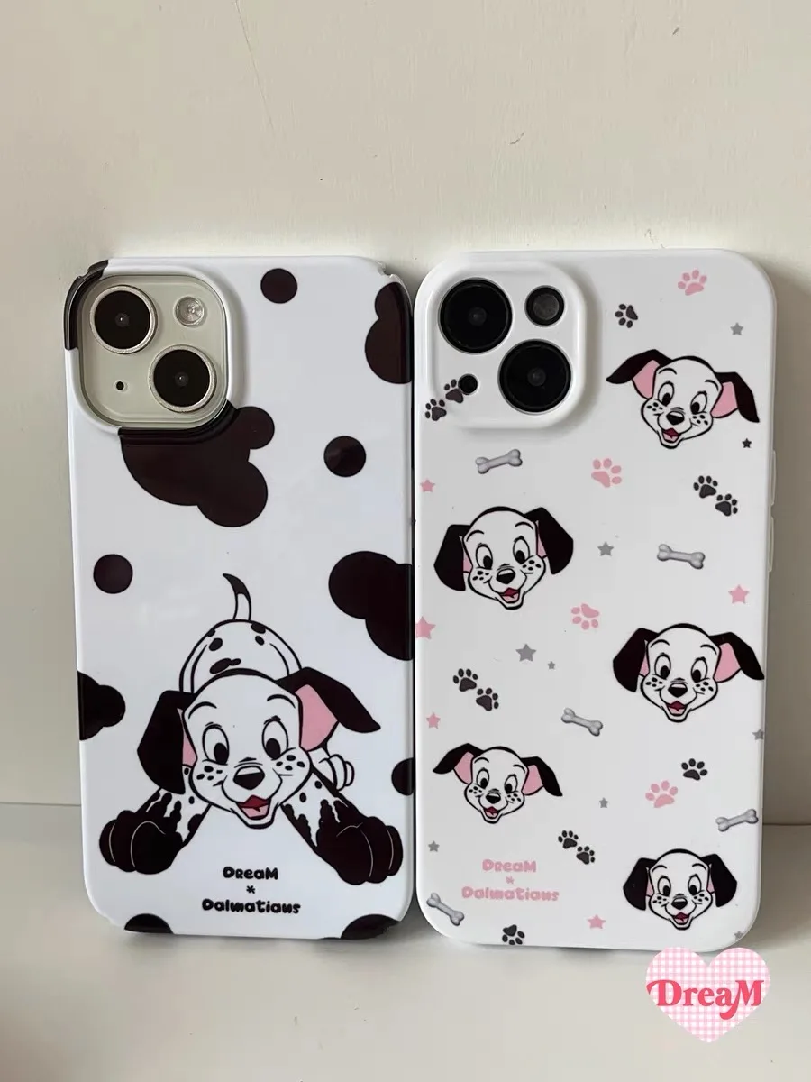 INS Cute Spotted Dog Minimalist Bones Case for IPhone 15 14 13 Pro Max Back Phone Cover for 12 11 Pro Plus 12 13 Mini XR X Cover