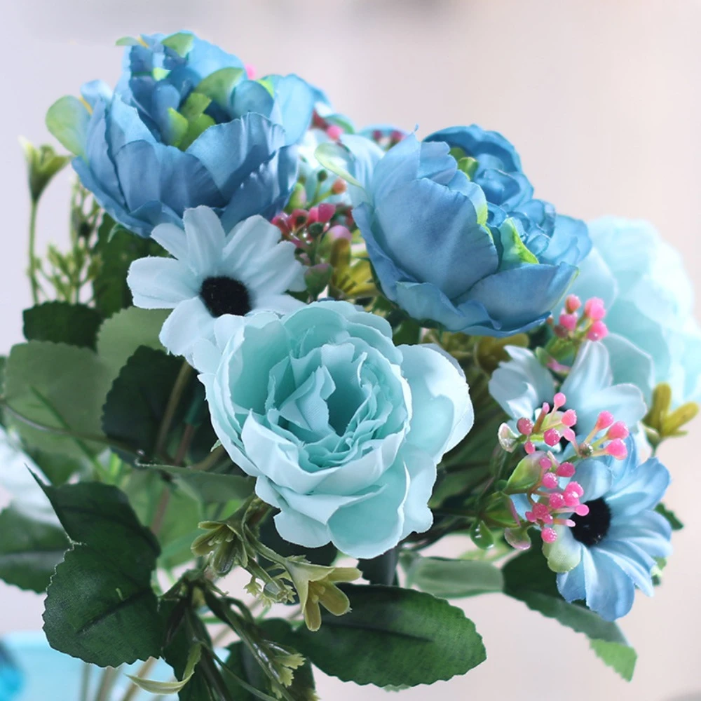 

High Quality 30cm Peony Silk Flowers 7 Heads DIY Artificial Peony Bouquet Small Fake Daisy Flowers Wedding Home Decor