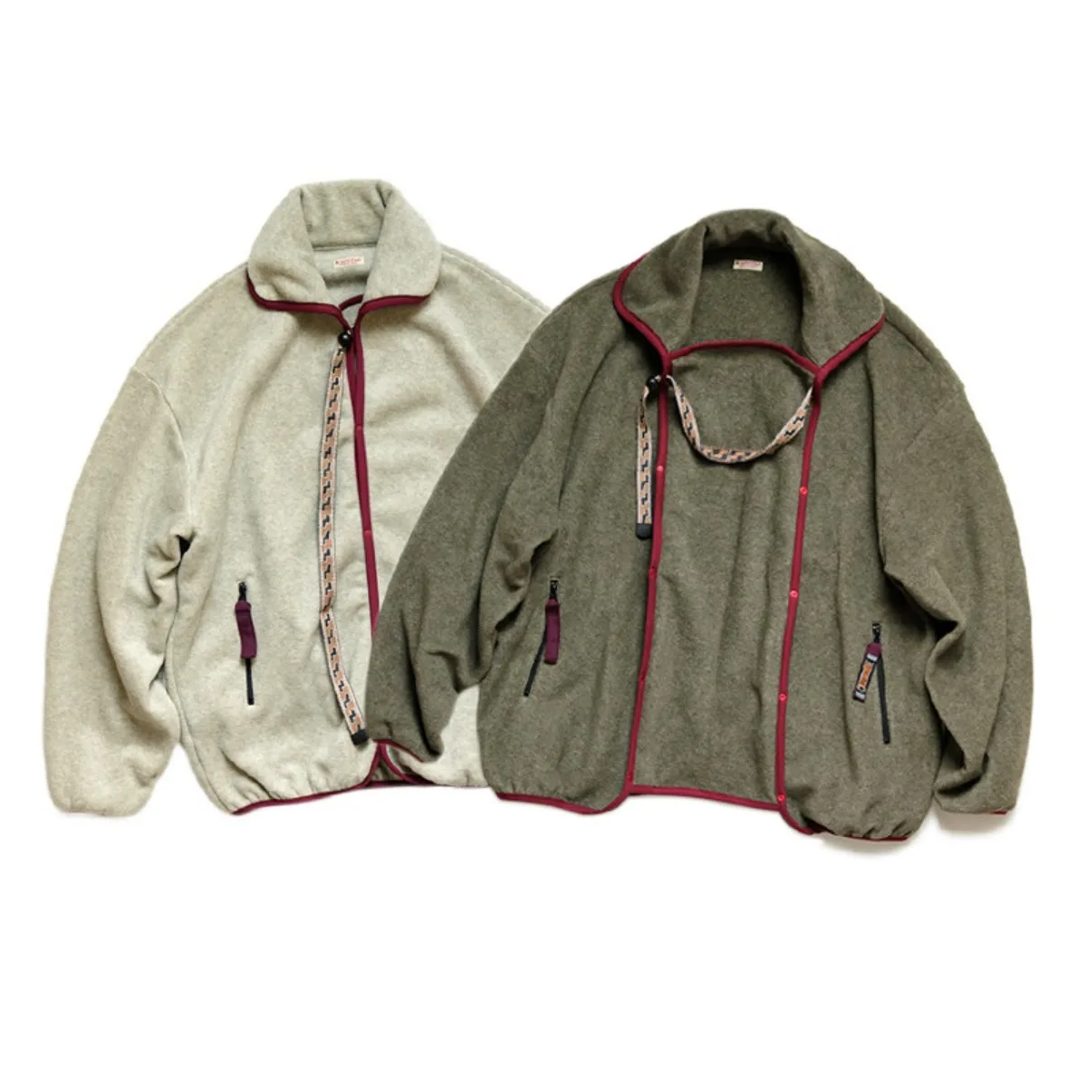 21AW KAPITAL Kazuhiro Hirata Double Color Fleece Embroidered Multi-Functional Loose Long Sleeve Jacket Outerwear
