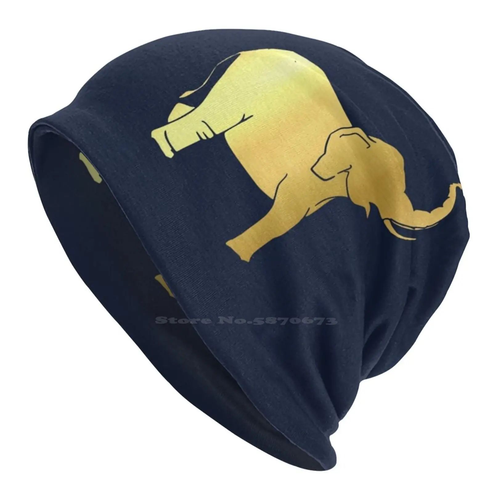 Gold Elephant Knitted Hat Warm Beanie Outdoor Caps Hats Pop Culture Beach Giraffe Ganesh Bucknell University Elephants Elephant