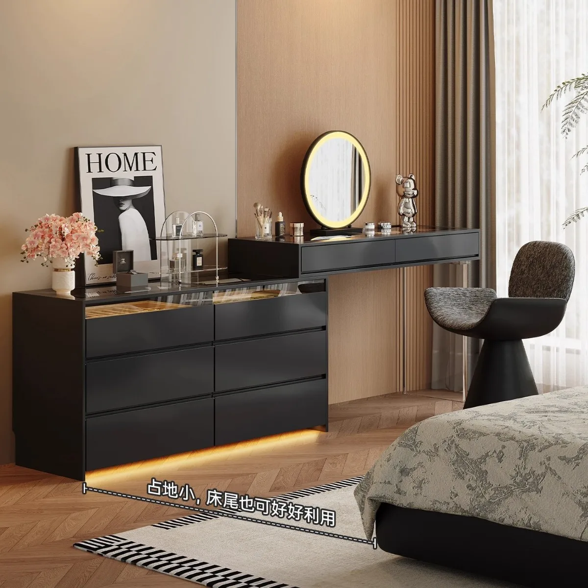 chest dresser bedroom simple high-end feeling with lamp jewelry cabinet bedside storage makeup table