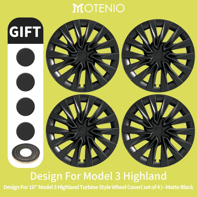 4 Stuks Stormstijl Wieldeksels Rechts & Links voor Tesla Model 3 Highland 2023–2026 – 18 Inch – Wielaccessoires